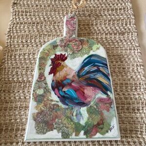 Hand-Painted Rooster Decorative Cutting Board - Multicolor
